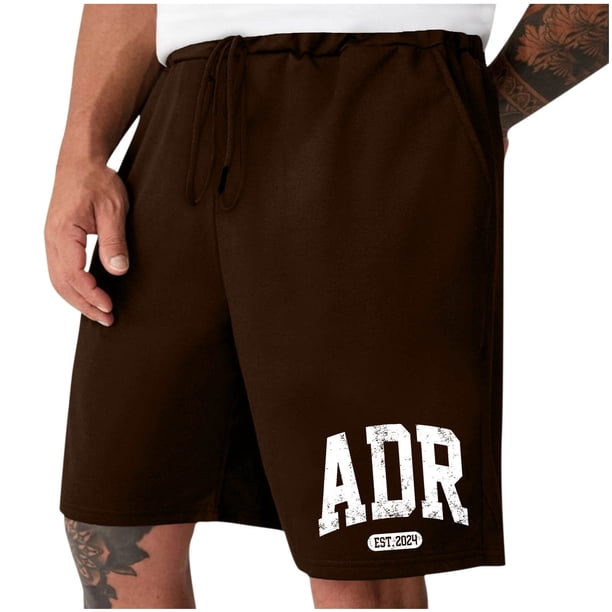 Mens Casual Shorts Lace-Up Elástico Cintura Bolsillo Ejercicio Fitness Hogar Pantalones de Media Longitud para Diario