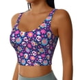 thumbnail image 2 of KLL Skull Blue Flower for Workout Tank Tops for Women,U Back Fitness Top Built in Shelf Bras Padded Fit for Yoga Gym-X-Large, 2 of 8