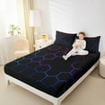 thumbnail image 4 of jejeloiu Colorful Hexagon Honeycomb Bed Sheets,Modern Abstract Geometric King Sheets,Multicolor Ombre Sheet Set For Men Women,Ultra Soft Home Decor,4pcs, 4 of 7
