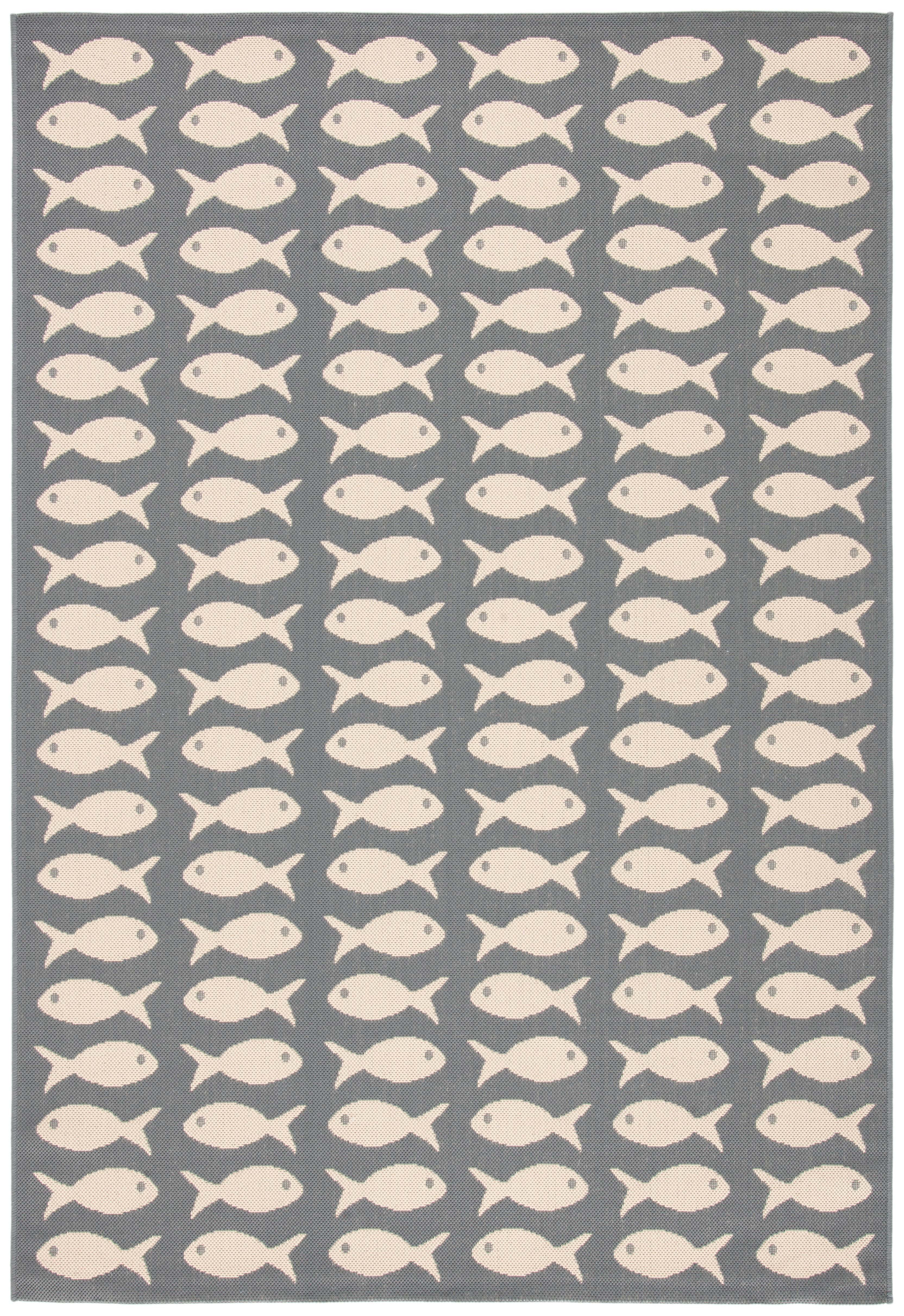 Safavieh Courtyard Tranter Fishes Indoor/Outdoor Area Rug, Gray/Beige, 5'3" x 7'7"
