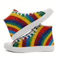 thumbnail image 3 of Coolcustomize Men's Vibrant Rainbow Feather High-Top Sneakers, Lightweight, Lace-Up Design for Casual Streetwear, Outdoor Activities, Outdoor Footwear, Stylish Laceup Shoes, Comfortable Fabric Insole, 3 of 10