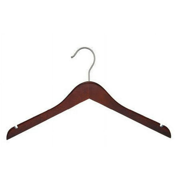 NAHANCO #20314HU 14" Low Gloss Mahogany Wooden Shirt Hangers (Pack of 25)