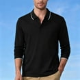 thumbnail image 2 of ZCFZJW Men's Athletic T-Shirt Long Sleeve Golf Shirts Lightweight Casual Fall Spring Quick Dry 3-Button Long Sleeve Work Fishing Tees Tops Black XXL, 2 of 7