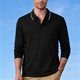 thumbnail image 1 of pstuiky camisa de manga larga para hombre, Top informal holgado de color liso con medio botón y solapa de manga larga para hombre Tops de hombre s, 1 of 7