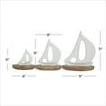 thumbnail image 4 of 11", 8", 6"H White Wood Sail Boat Sculpture with Wood Base, by DecMode (3 Count), 4 of 10