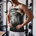 thumbnail image 5 of Gukieu Ink Style Bald Eagle Print Men's Quick Dry Fitness Vest, Round Neck Sleeveless Fitness Bodybuilding Top-X-Large, 5 of 7