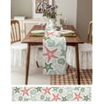 thumbnail image 6 of Table Runner Dresser Scarf 14 x 72 Inch Summer Ocean Sage Green and Red Coral Starfish Seashells Table Runners Non-Slip Heat Kitchen Dining Table Decor for Indoor Outdoor Home Party Decoration, 6 of 7