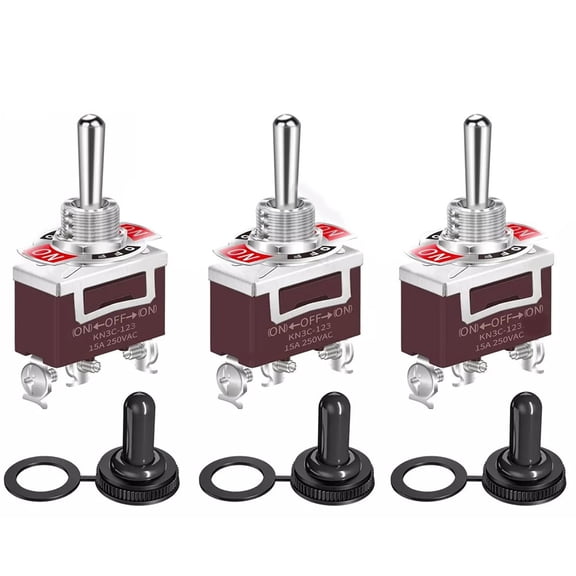 Waterproof 3 Pin Momentary Toggle Switch On Off (On) 20A125Vac Set Of 3