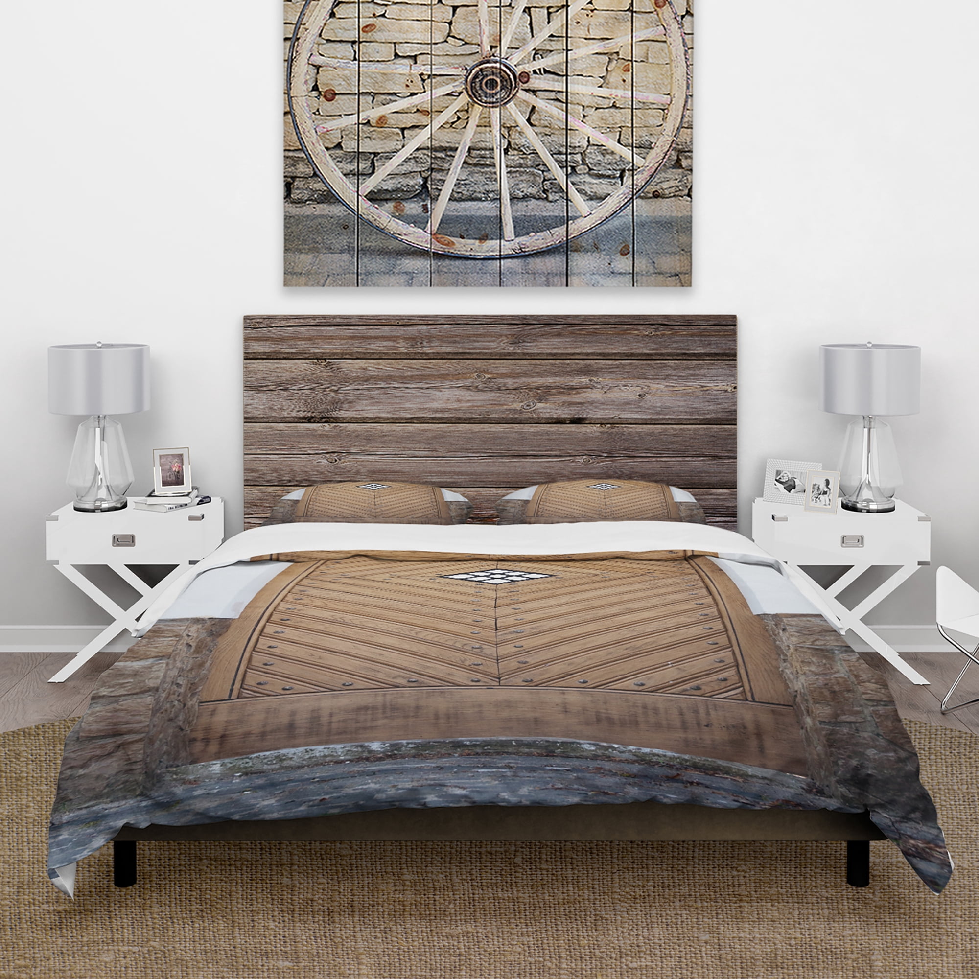 Designart 'Ancient Woor With Diamond Window' Vintage Duvet Cover Set