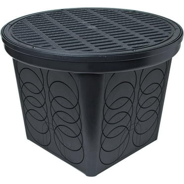 StormDrain FSD-3017 20 in. Large Round Catch Basin with Black Grate Kit