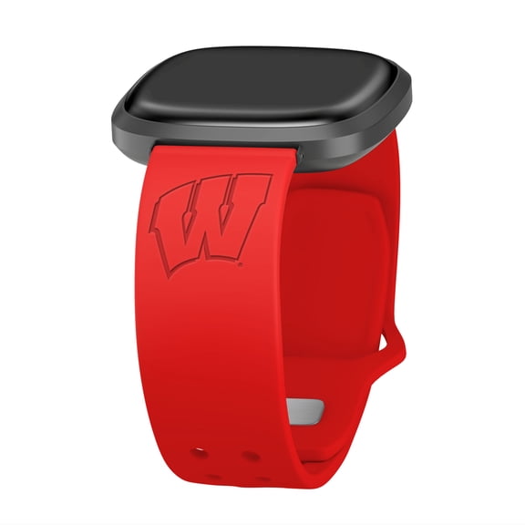 Wisconsin Engraved Silicone Unisex Watch Band for Fitbit Versa 3 and Sense (Red) by Affinity Bands