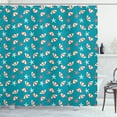 thumbnail image 1 of Ambesonne Summer Shower Curtain, Holiday Beach with Umbrellas, 69"Wx84"L, Petrol Blue Coral Cream, 1 of 3