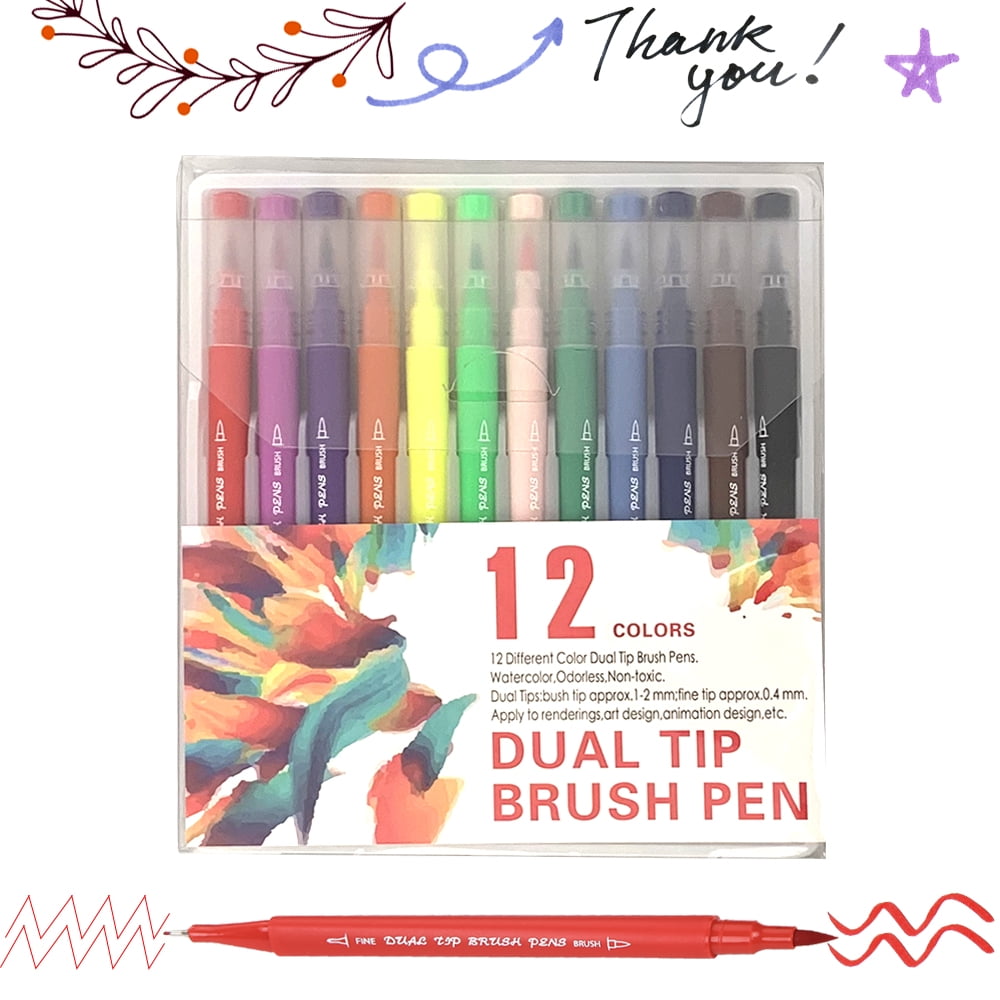 dual tip brush pens 12