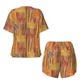 thumbnail image 5 of Lsque Autumn Maple Leaf Stripes Women's Short-Sleeved Pajama Set - 2 Piece Soft and Lightweight Sleepwear Set-3X-Large, 5 of 9