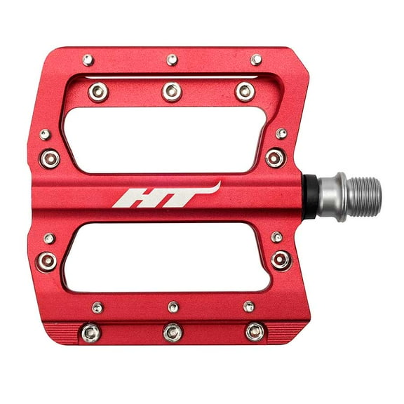 HT Components, AN14A, Nano, Platform Pedals, Body: Aluminum, Spindle: Cr-Mo, 9/16'', Red, Pair