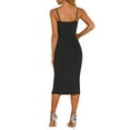 thumbnail image 3 of INSPIRE CHIC Women's Spaghetti Strap Sleeveless Cut Out Slit Midi Dress S Black, 3 of 6