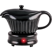 OVENTE Electric Gravy Boat Warmer, 13.5 Ounce, Black FW024589B | Ceramic Pot and Lid, Detachable Warming Base and Easy-Pour Spout, Ideal for Small Parties, Thanksgiving and Holiday