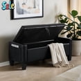 thumbnail image 3 of GZXS Modern Button-Tufted PU Upholstered Storage Bench with Side Pocket, 45" Flip-Top Ottoman with Hidden Storage and Solid Wood Frame, Black, 3 of 9