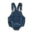thumbnail image 2 of Newborn Baby Boys Denim Romper Overalls Straps Button Sleeveless 1 Piece Bodysuit Short Jeans Jumpsuit Outfits 6M 12M 18M 24M, 2 of 9