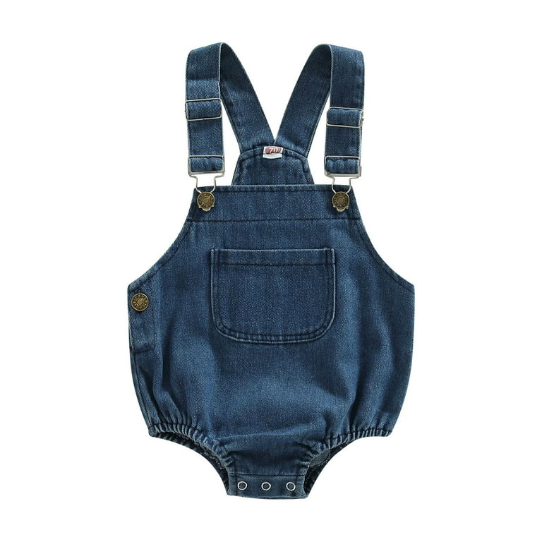 Infant Summer Denim Romper: Baby Boys Sleeveless Overalls, 1-Piece