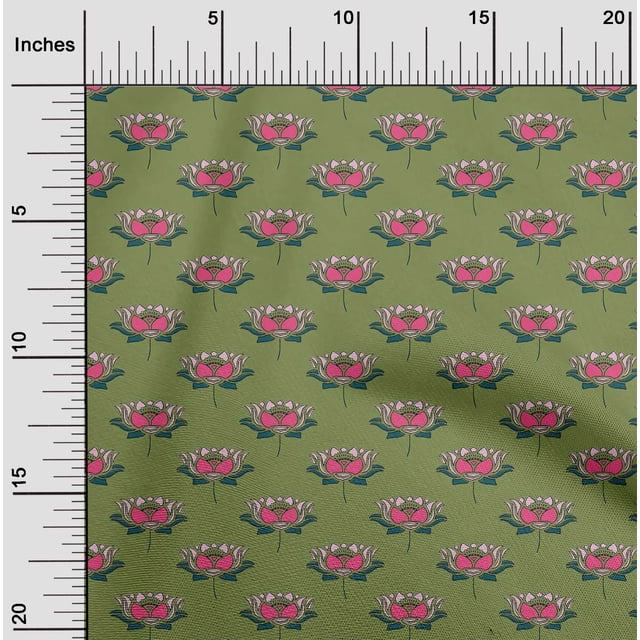 oneOone Cotton Flex Fabric Lotus Block Print Fabric BTY 40 Inch Wide