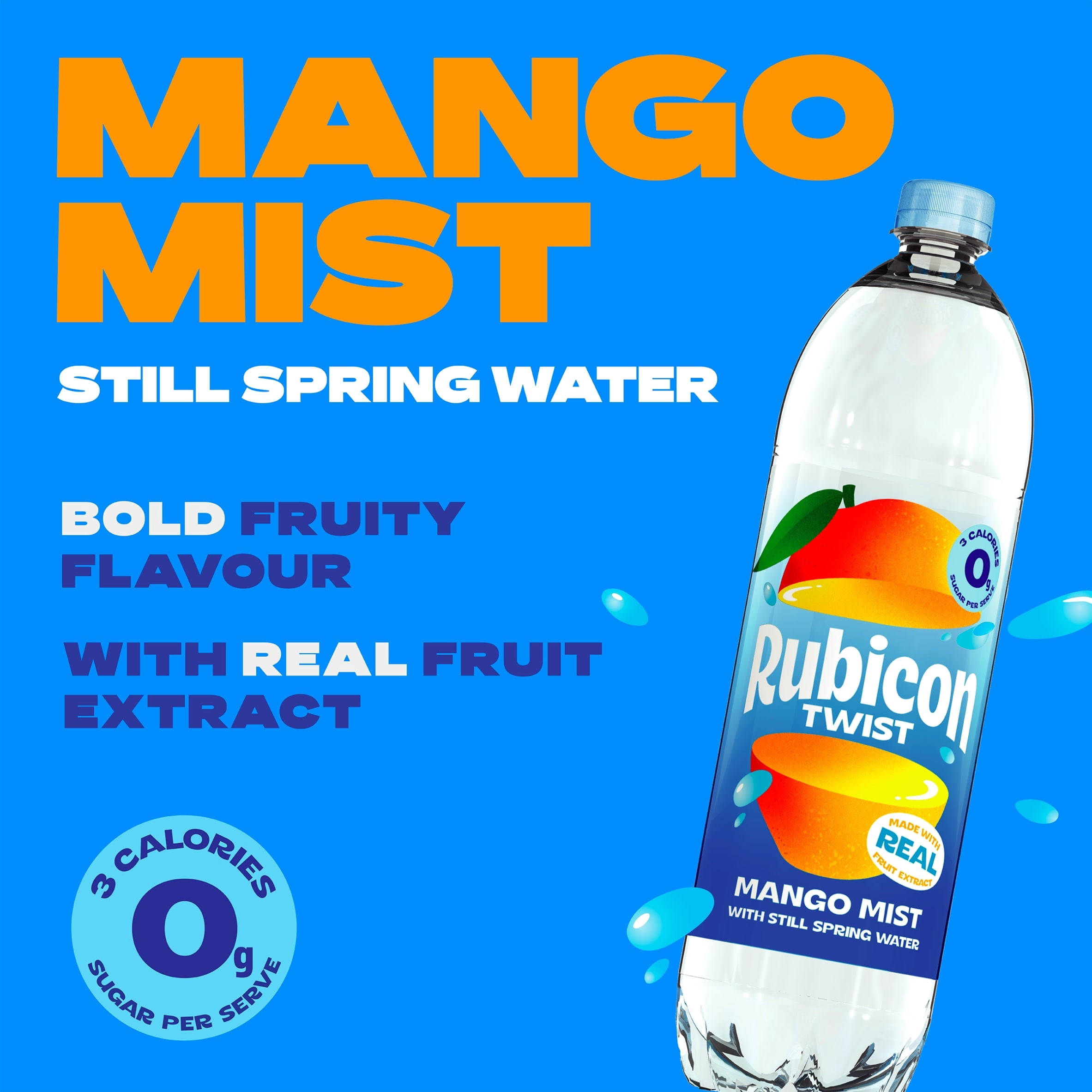 Rubicon Twist Mango Mist Still Flavoured Spring Water 1.5L, Imported from Britain