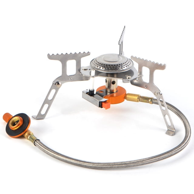 Outdoor Picnic-Gas Burner Portable Backpacking Camping Hiking Mini Stove 3500W Windproof Foldable Bracket Design