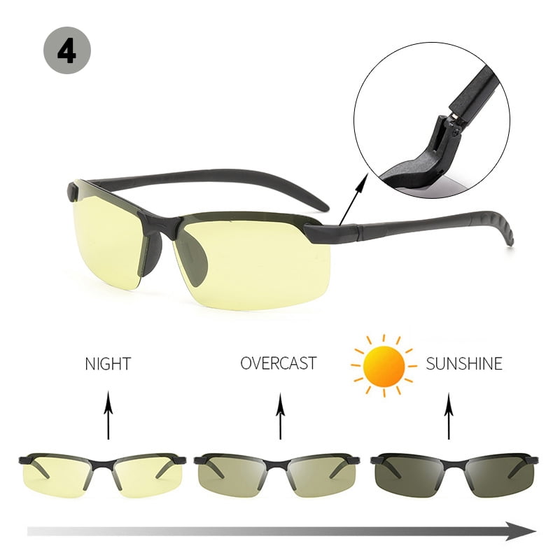 Polarized Photochromic Driving Sunglasses for Men Women Day Night Safety Glasses 