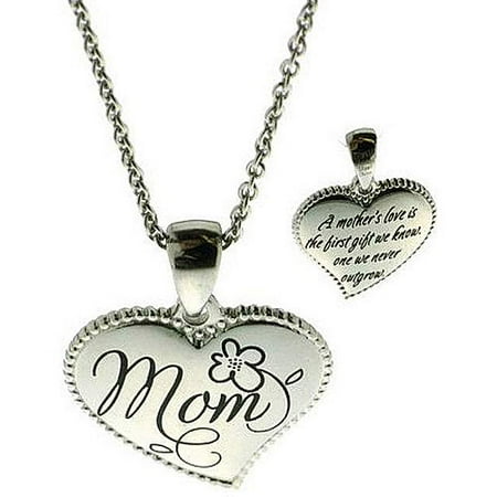 Connections from Hallmark Stainless-Steel Inscribed "Mom" Heart Pendant, 18-20