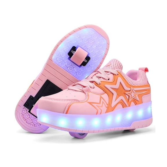 KOFUBOKE Roller Skate Shoes, Roller Skates and Sneakers 2 in 1, Shoes with Wheels for Girls and Boys