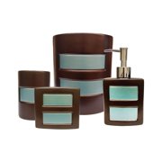 CintBllTer Gridlock 4 Piece Bathroom Accessories Set, Chocolate & Turquoise