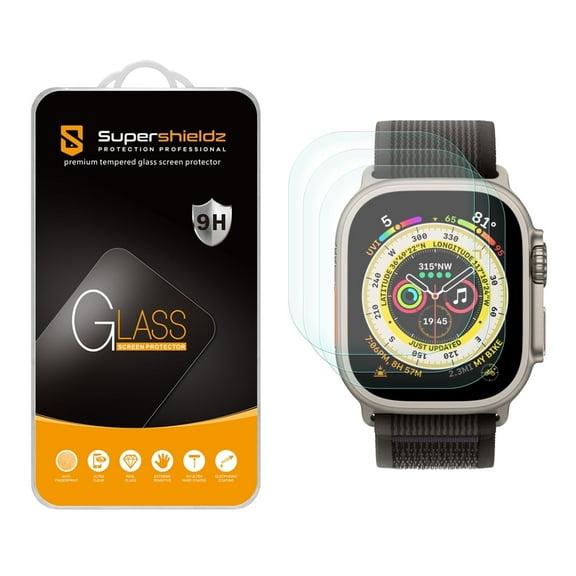 (3 Pack) Supershieldz Designed for Apple Watch Ultra 3 (49mm)/ Apple Watch Ultra 2 (49mm) / Apple Watch Ultra (49mm) Tempered Glass Screen Protector, Anti Scratch, Bubble Free