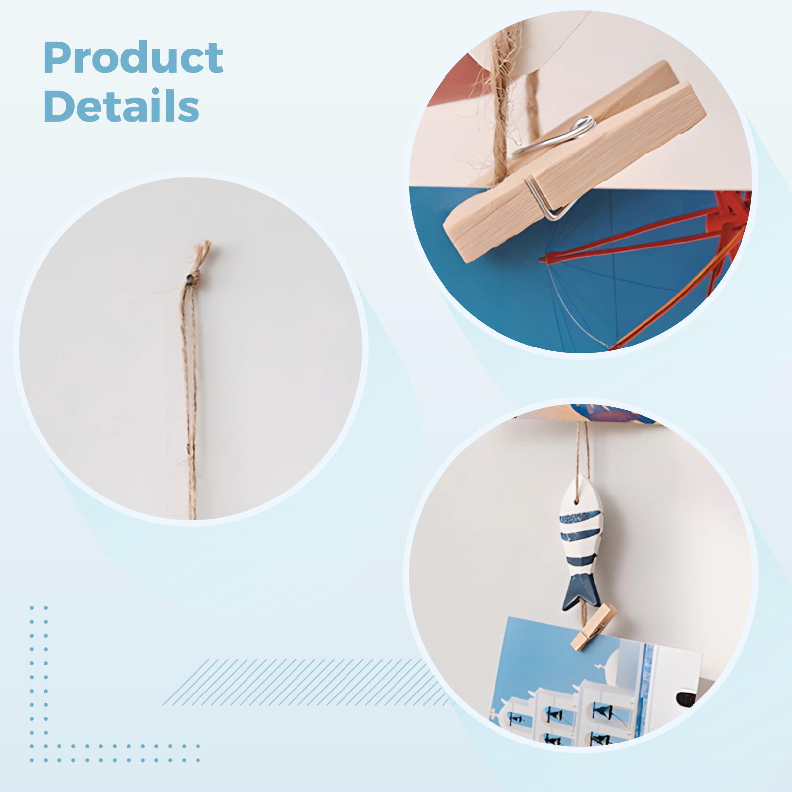 Picture Hanging Clips for Wall, 4 Pcs Creative Note Photo Clips with Modern Minimalist Design, Wall Clips with Two-Tone Striped Decor, Ideal for Home and Office