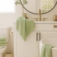 thumbnail image 3 of BedVoyage Luxury Towels, 3pc Set, 600 GSM, Ultra Soft Viscose derived from Bamboo Bath Towel, Super Absorbent, Extra Large – 1 Bath Size, 1 Hand Towel, 1 Washcloth - Sage, 3 of 7