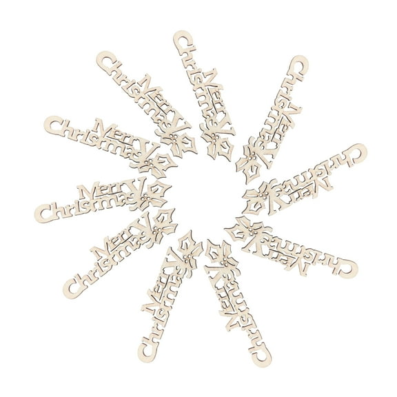20pcs Merry Christmas Wooden Cutout Unfinished Wood Letter Piece Slice Embellishment for DIY Scrapbooking Xmas Sewing Crafts