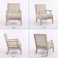 thumbnail image 6 of Dayalane French country Stripe Accent Set of 2, Linen Upholstered Reading Chair with Removable Cushion & Solid Wood Frame Lounge Armchair for Living Room Reception Room Bedroom,Khaki Stripe, 6 of 10