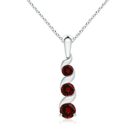 Angara Necklace - Natural Round Garnet Pendant Necklace in 925 Sterling Silver for Women (Size-4mm) | January Birthstone Jewelry, Birthday, Anniversary, Christmas, Jewelry Gift for Women