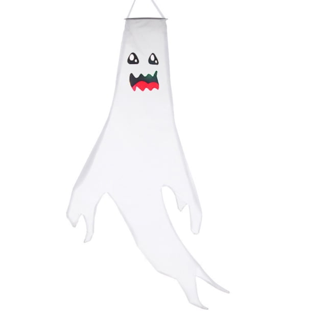 pdqouc Halloween Windsocks with White LED String Lights 47.2 Inch Light Up Hanging Outdoor Halloween Decorations Battery Operated Waterproof for Halloween Party Yard Decor