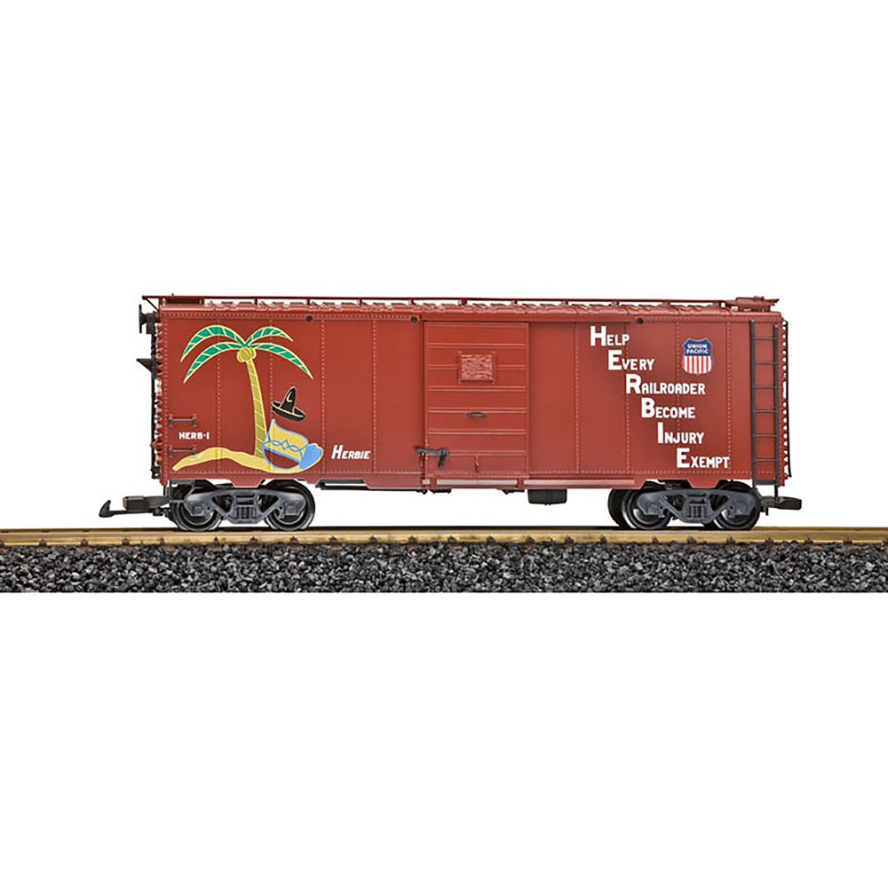 LGB G Scale 40ft. Steel Box Freight Car Union Pacific/UP H.E.R.B.I.E