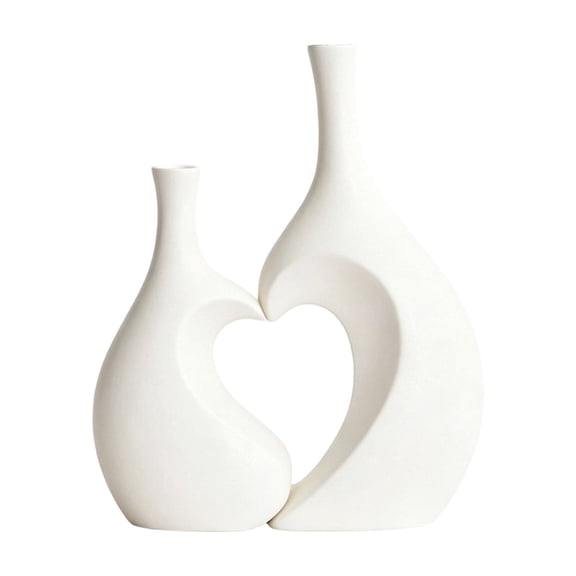 Lypsnake Unique Heart Shaped Vase, Modern Matte Ceramic Hollow Heart Design Vase Set,Aesthetic Minimalist Floral Arrangement for Home Living Room Bedroom Tabletop Decor