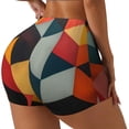 thumbnail image 1 of Balery Geometric Cube Pattern Art Pantalones cortos de entrenamiento estampados para mujer, sin costuras, ajustados, para gimnasio, yoga, correr, deportes, ejercicio activo, fitness.-X-Large, 1 of 8