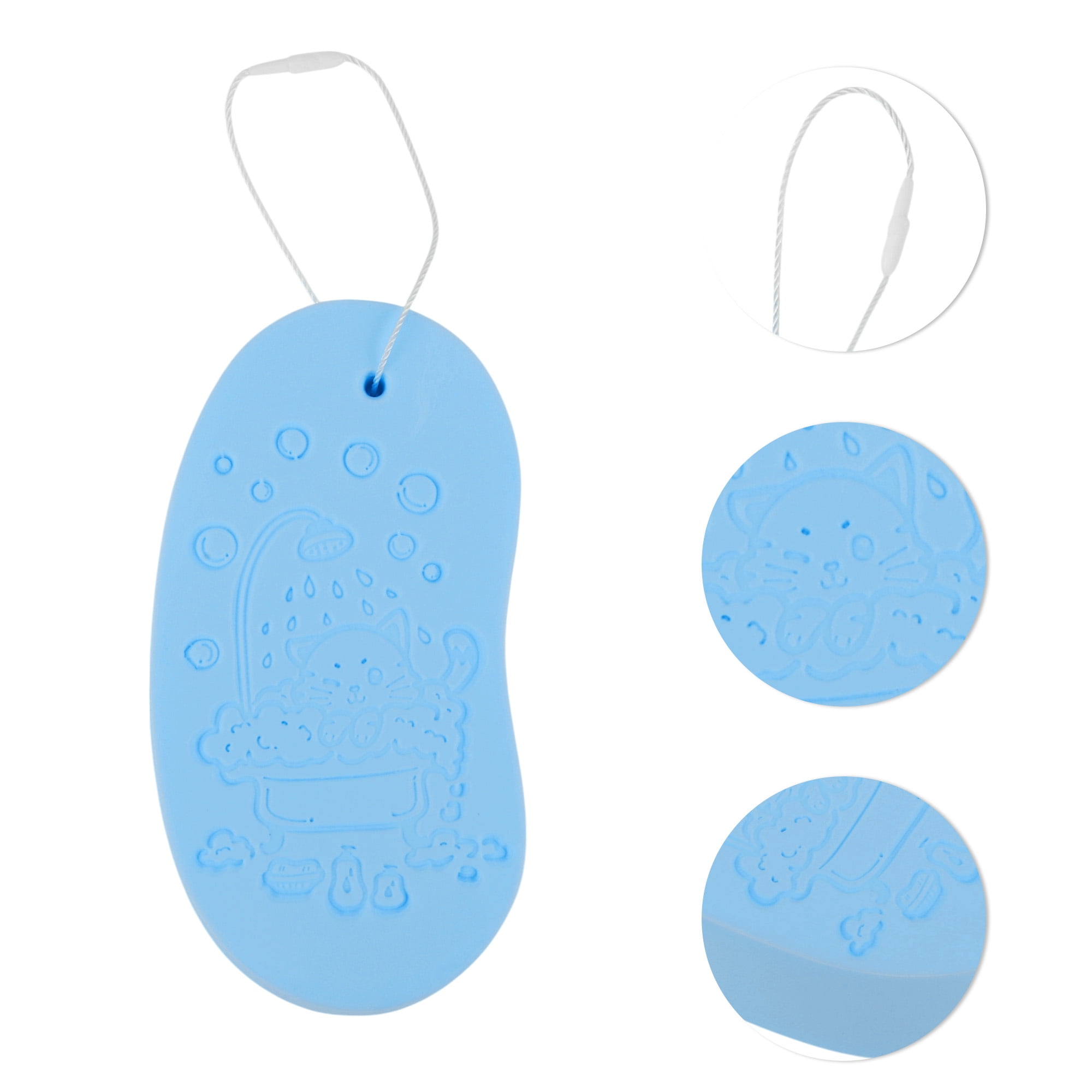 Unique Bargains Cat Pattern Bath Sponge Body Scrubber 1 Pc Sky Blue