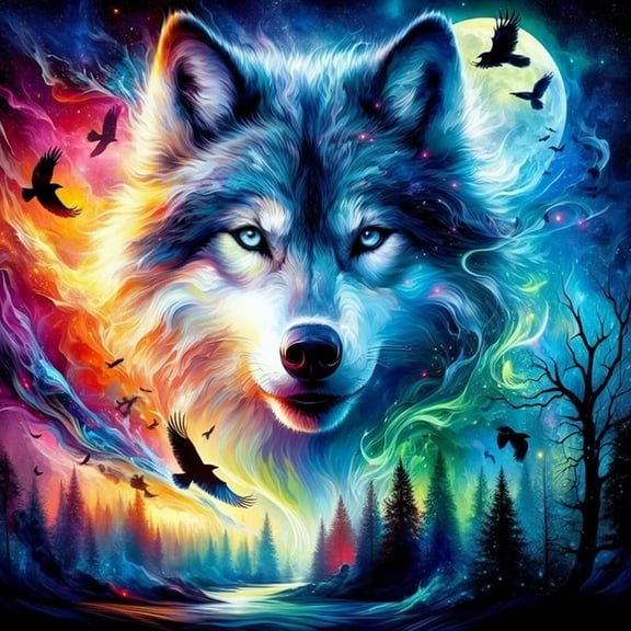 DIY 5D Diamond Painting Kit (For Adults) Diamond Painting "Wolf" - Full Diamond Crystal Rhinestone Embroidery Craft Kit, Can Be Used as Gift, Wall Decoration