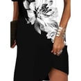 thumbnail image 4 of ORQ Women V-neck Printed Off Shoulder Slip Short Dress, 4 of 4