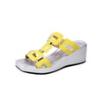thumbnail image 3 of Women's Geometric Buckle Wedge Slide Sandals Peep Toe Thick Platform Casual Summer Beach Sandals for Women Wide Width Soft Sole, 3 of 10