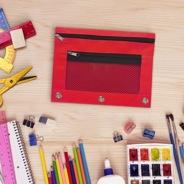 Yhsdtq , Trousse à Crayons Classeur 3 Anneaux avec Fermeture Éclair - Sac de Rangement Transparent en PVC, Dossier Détachable avec 2 Compartiments, Tient Stylos Marqueurs Fournitures Classeur Standard