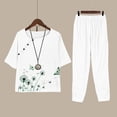 thumbnail image 2 of Women 2 Piece Outfits Sets Summer Fashion Print Casual Loose Fitting Crew Neck Short Sleeve Top Pants Two Piece Set, 2 of 7