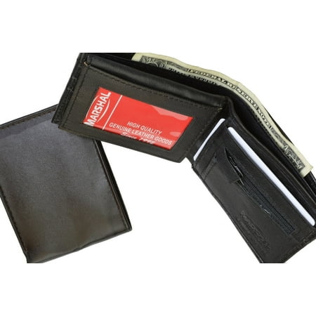 menswallet - Zippered Change Pocket Leather Bifold Mens Wallet 1653 (C) Black - www.ermes-unice.fr