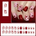 thumbnail image 2 of Uñas postizas ZOAZJINAZ 24 piezas, set rojo y blanco con corazones y brillo, 2 of 7