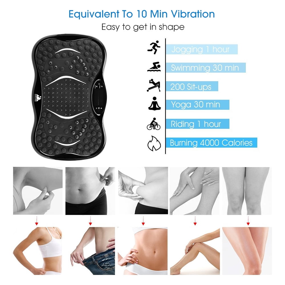 Vowella Vibration Plate Exercise Machine for Home Fitness & Whole Body Workout, 330 Lbs Capacity, 99 Speed Levels with 2 Resistance Bands & Remote Control, LCD Display, Black